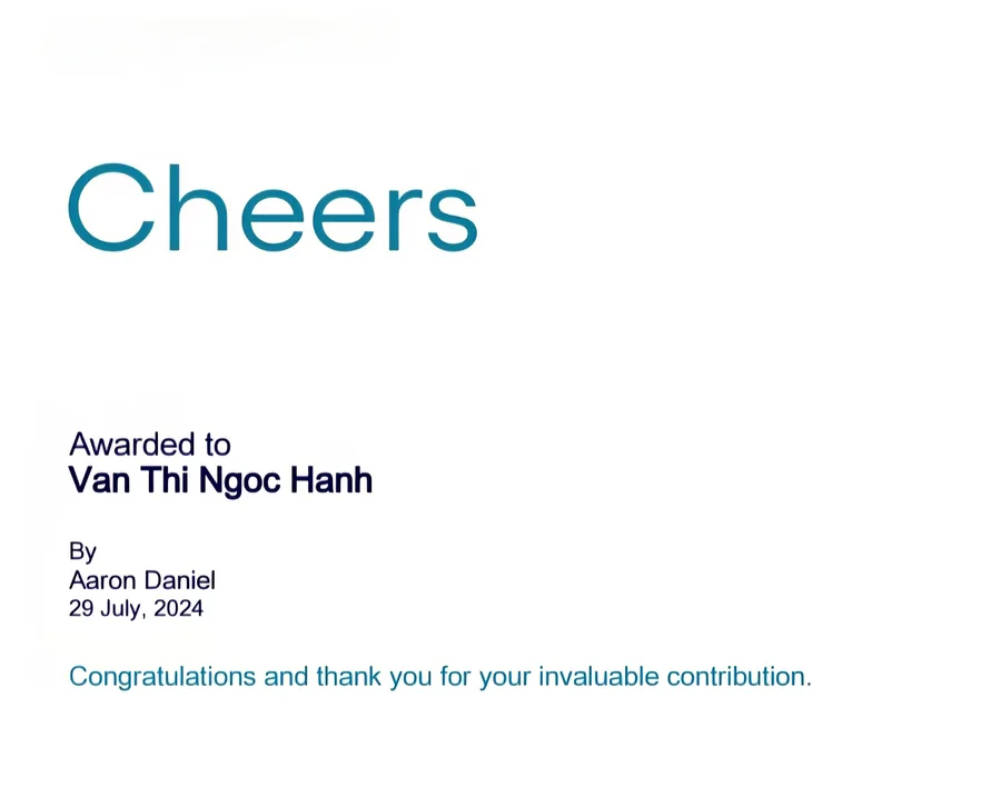 Cheers awarded to Van Thi Ngoc Hanh