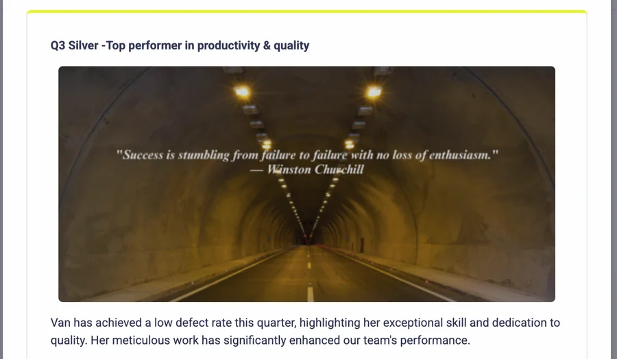 Q3 Silver Top performer in productivity and quality